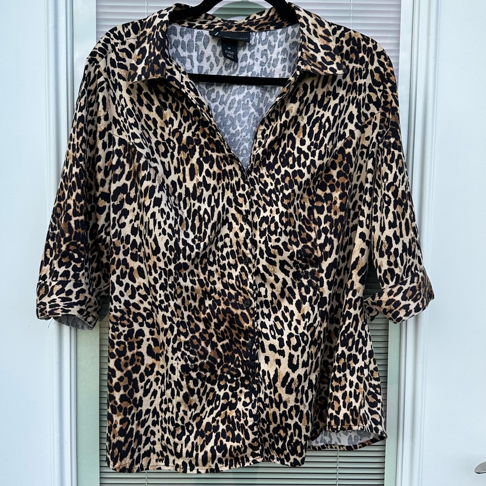 Lane Bryant Animal Print Button Down Shirt